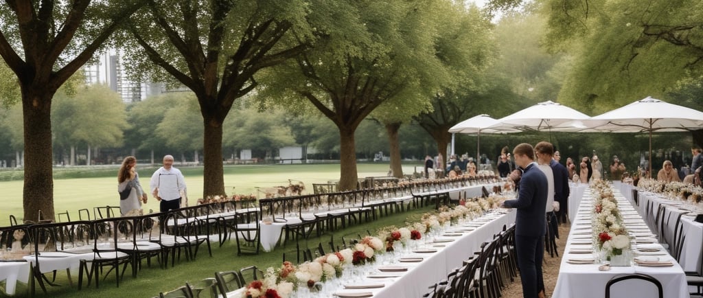 long tables outdoors for summer wedding