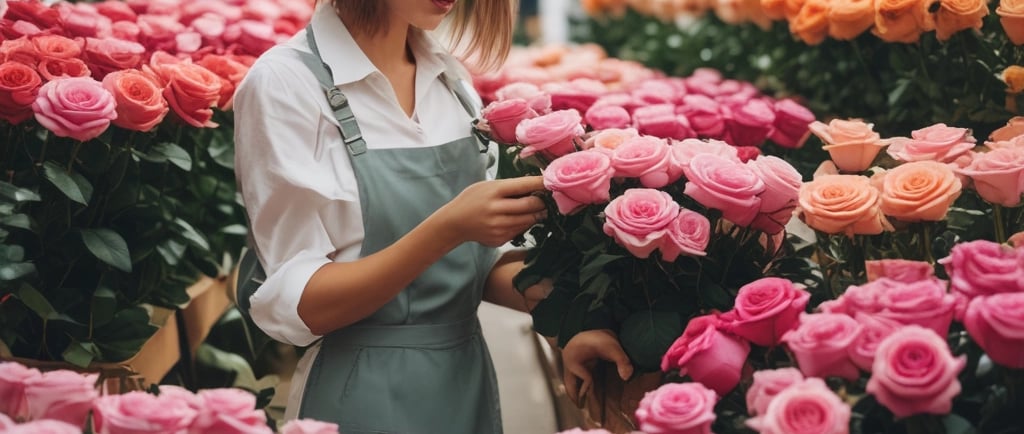 florist woman working with flowers