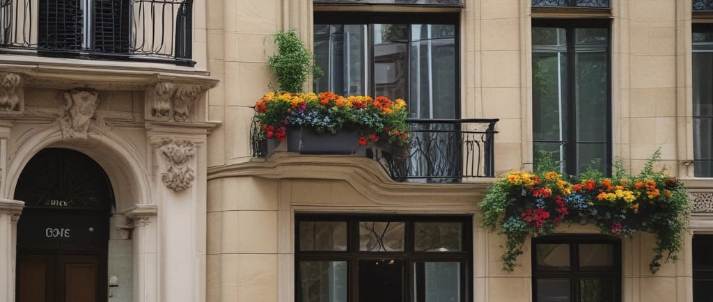 Paris street window flower boxes
