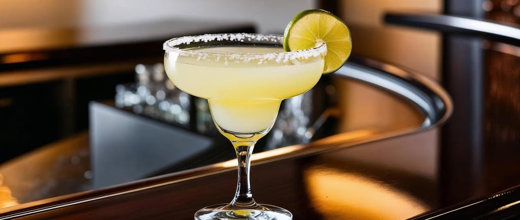 A fauxgrita mocktail in a sophisticated bar setting
