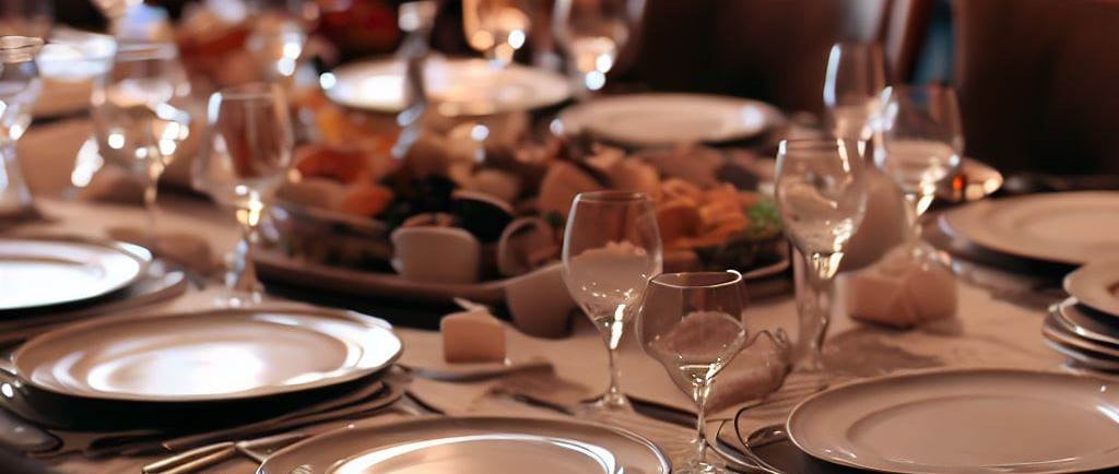 mesa lista y preparada para la cena