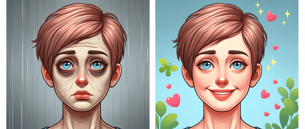 a woman with a sad face and a man with a sad face
