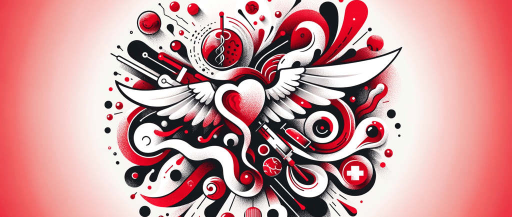 a heart shaped tattoo design on a red background