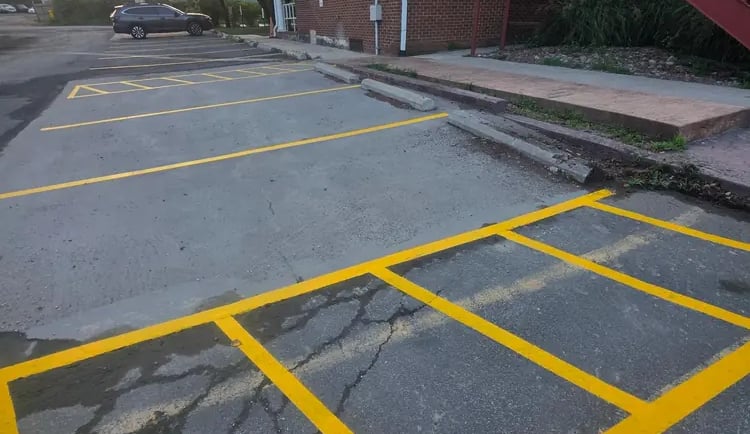 freshly cleaned parking lot