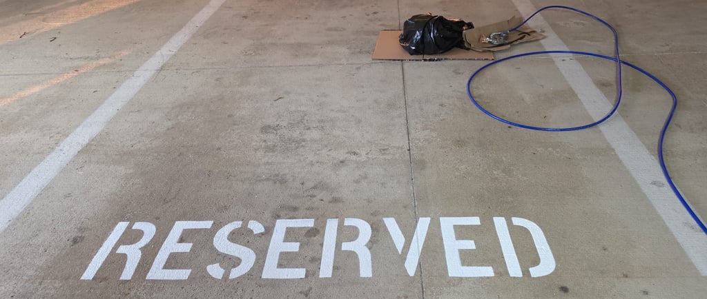 striping stencils in garage