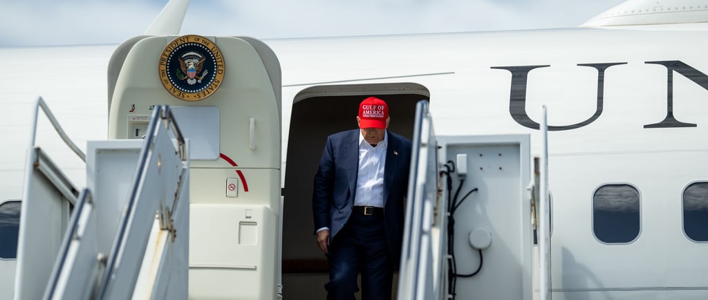Trump exiting Air Force One in Florida