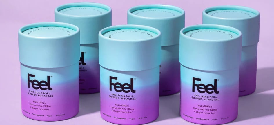 modern packaging for wellness with blue and purple gradients