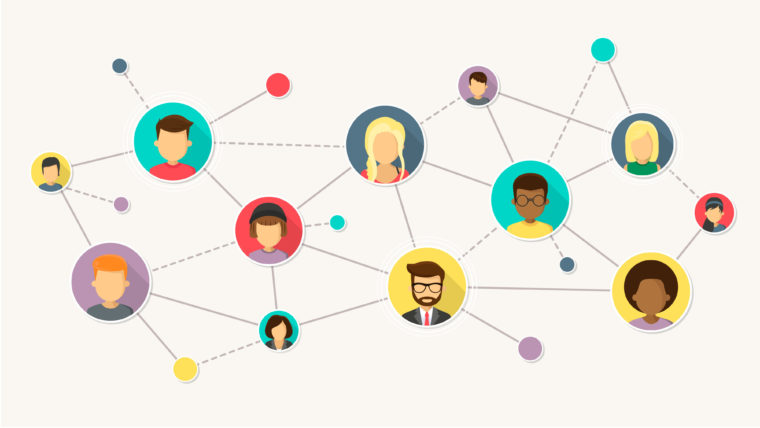 Illustration of people linked in a network.