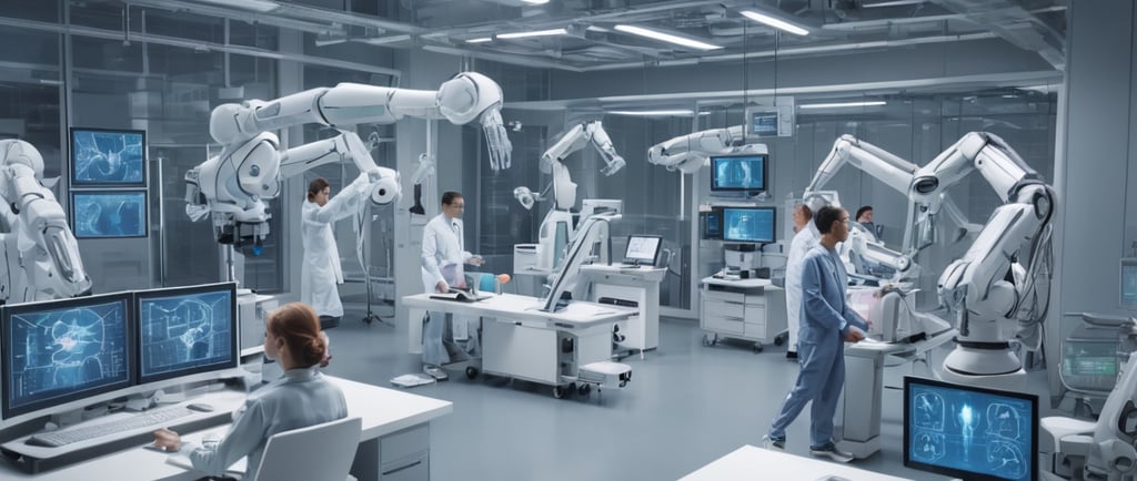 A modern office using robots as AI workers