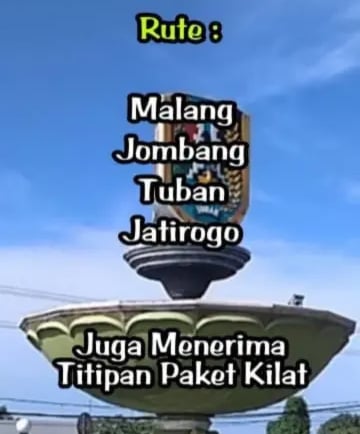 Travel Rahayu shuttle service routes for Malang, Jombang, Tuban, and Jatirogo with express package delivery.