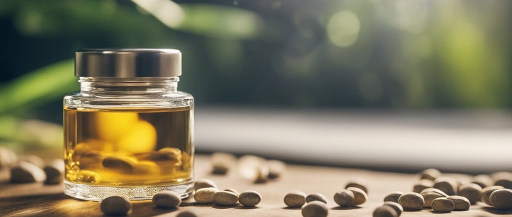 a jar of honey oil with a bottle of honey