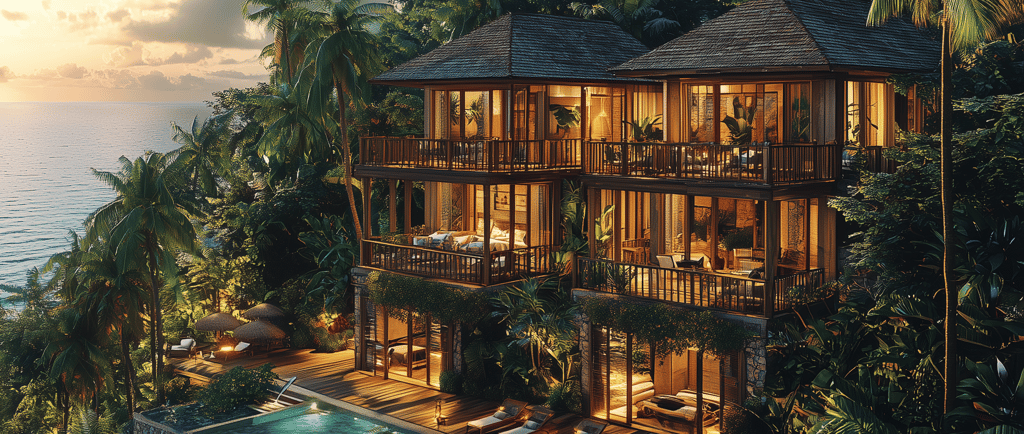 Hôtel boutique haut de gamme en Guadeloupe, alliant architecture créole, design moderne et nature luxuriante, reflet d’un inv