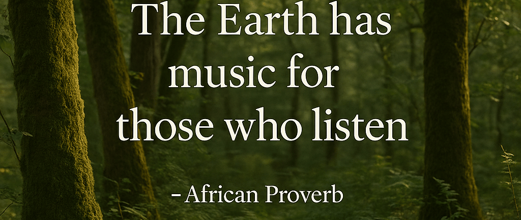 a forest scene with a quote from african prove
