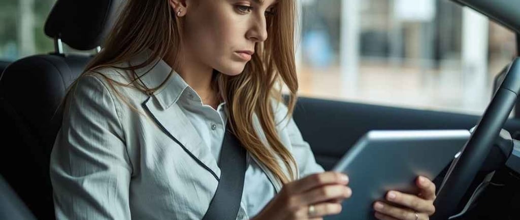 Motorista de aplicativo analisando opções de carros econômicos, com foco em modelos que oferecem baixo custo por km rodado.