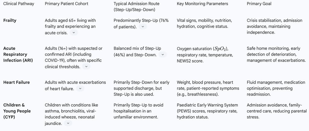 Table 1: Comparison of NHS Virtual Ward Models