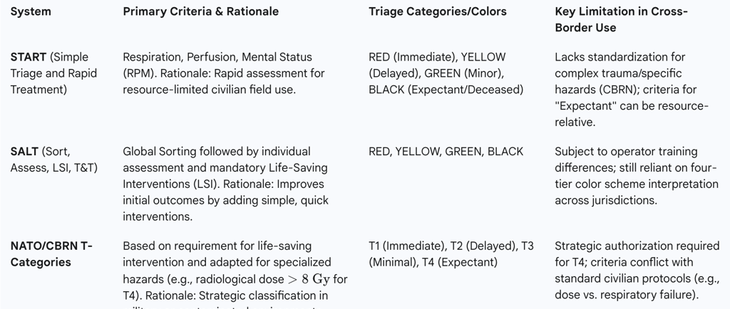 Table 1: Comparative Analysis of Primary International Triage Systems