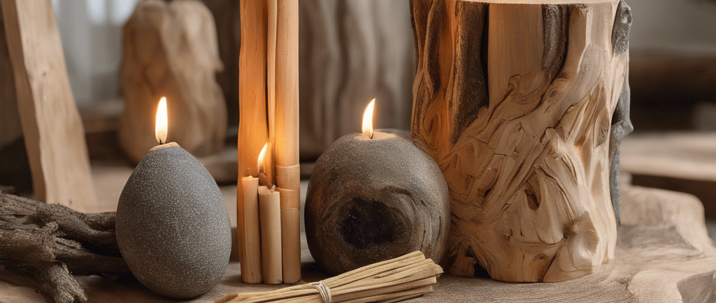 palo santo avec bougies et sauge pour purification