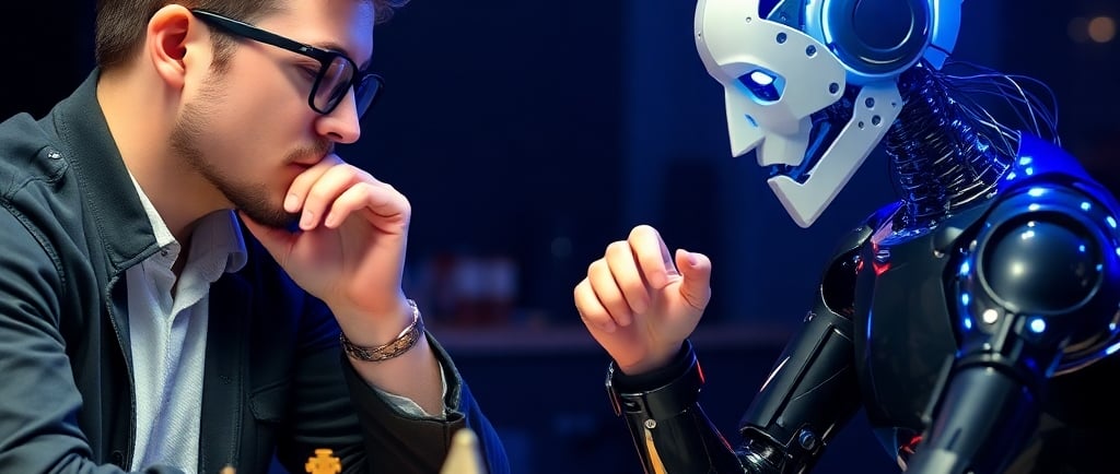 Software engineer and AI playing chess