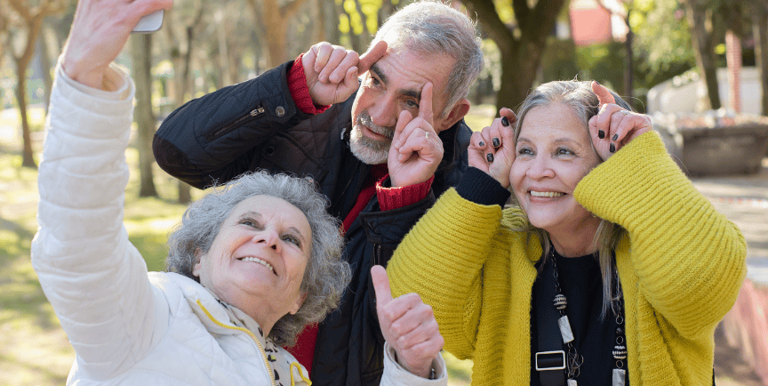 Elders having fun taking a selfie