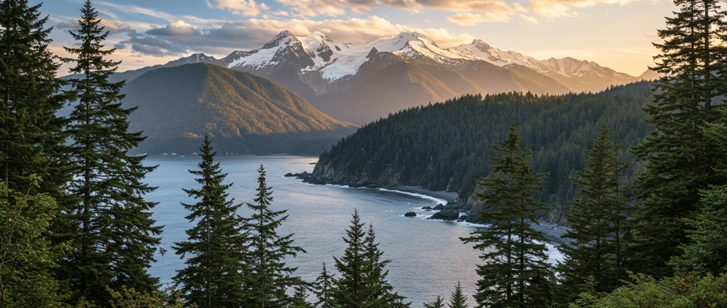 a mountain view of a lake and mountains