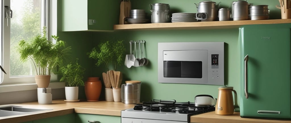 Kitchen pots and pans with oven mitts.