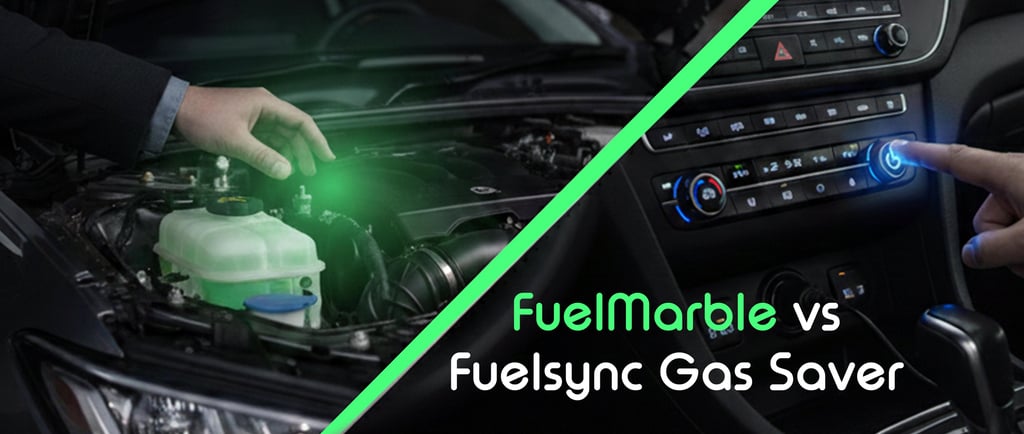 Comparison of Fuelmarble in a coolant reservoir vs a Fuelsync stabilizer plugged into a car 12V cigarette lighter socket.