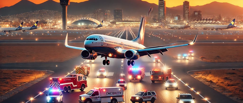 a plane taking off from the runway at night