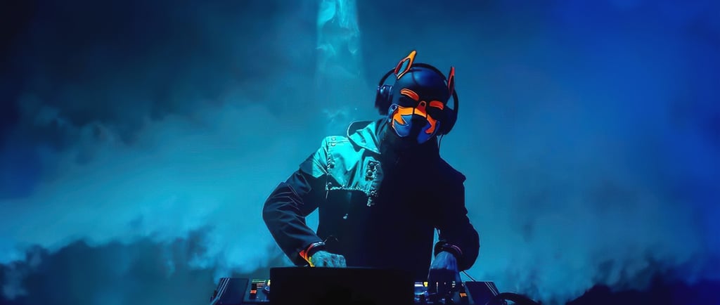 DJ posing in a pup mask.