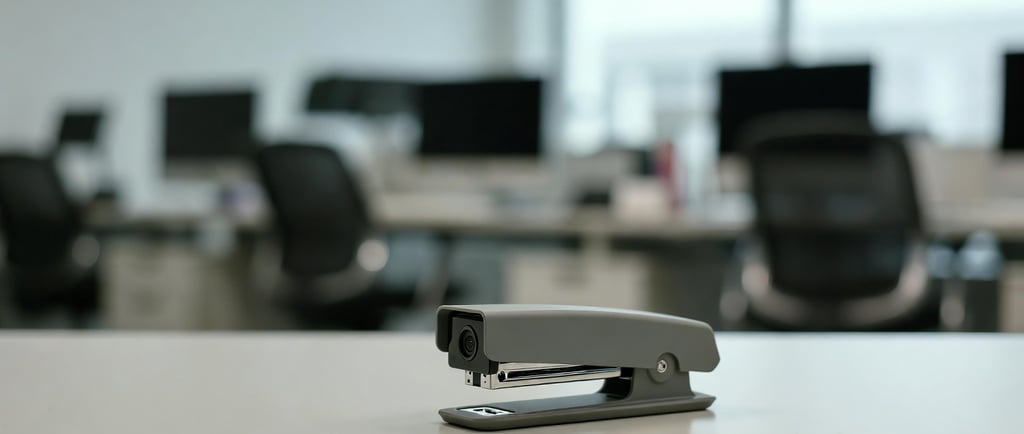 Cámara oculta camuflada en objeto de oficina, vigilancia encubierta en entorno laboral