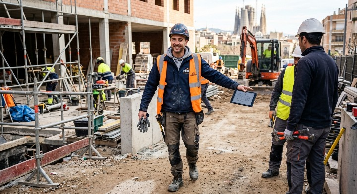 Trabajador activo en obra de construcción, incompatible con situación de baja laboral
