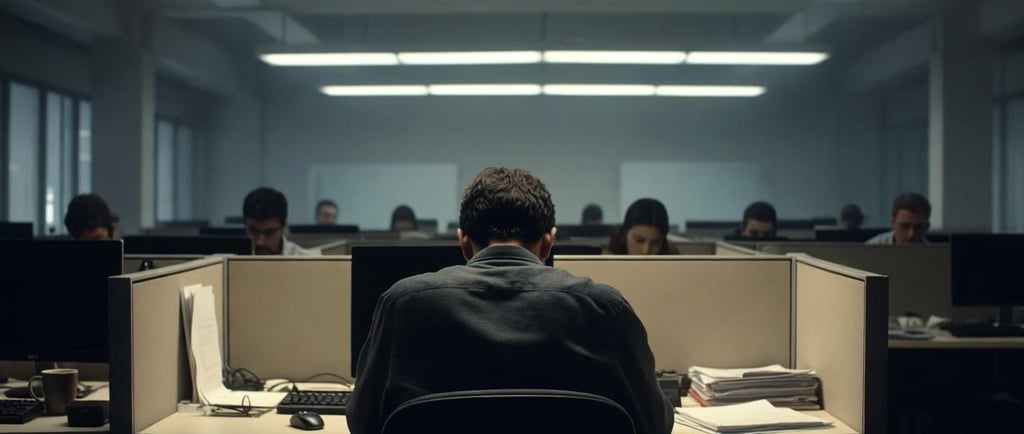 Trabajador aislado en oficina, víctima de acoso laboral o mobbing