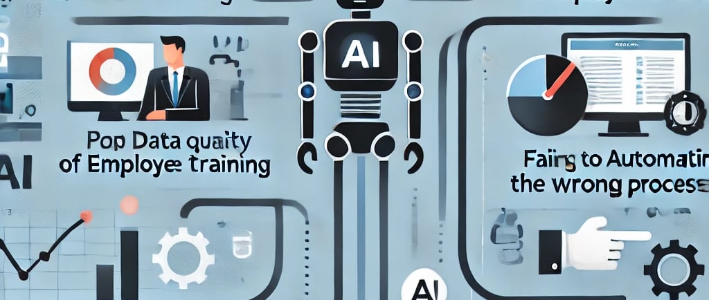 a graphic of a man in a suit and tie with AI robot