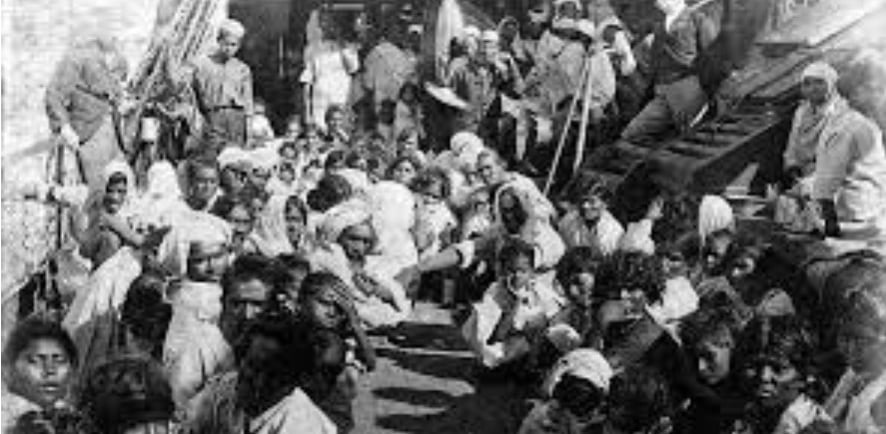 Indian indentured workers on the deck of a ship. Some voyages would take over an year.