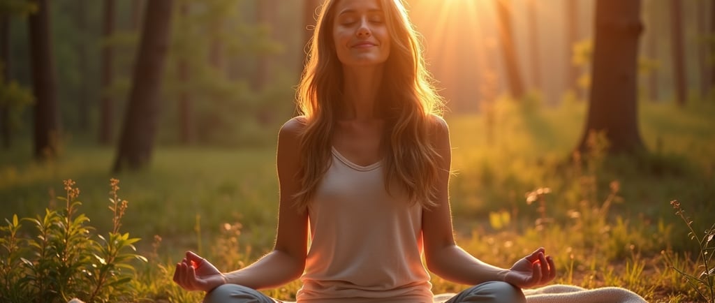 Person meditating, reduce cortisol, natural stress relief, anxiety relief