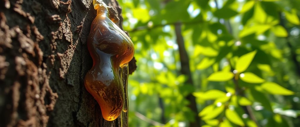close up view of sap on tree