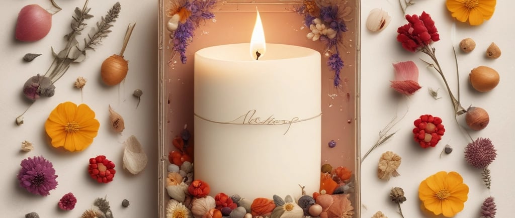 A beige-colored candle in a jar sits on a wooden slatted surface, suggesting a minimalist and cozy setting. The label on the candle reads 'Nomad' and features a subtle design.