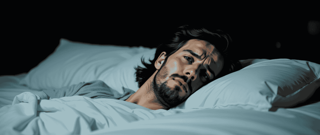 Man in bed with racing mind