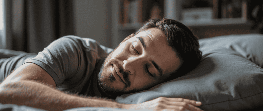 Man enjoying a sleep anxiety free