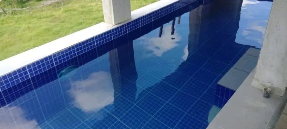 Kolam renang di dengan pemandangan padang rumput