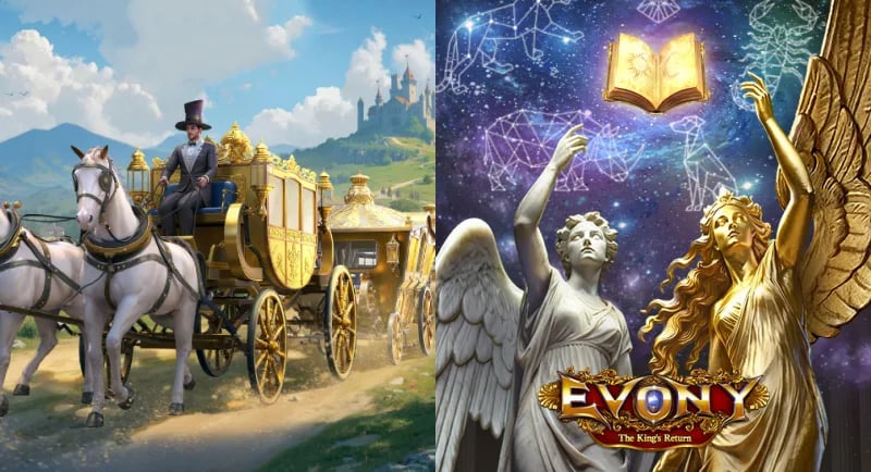Evony update showcasing Trade Carriage and Wisdom Dome features