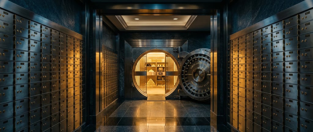 Salle de coffres hautement sécurisée symbolisant la sécurité et la protection des capitaux en assura