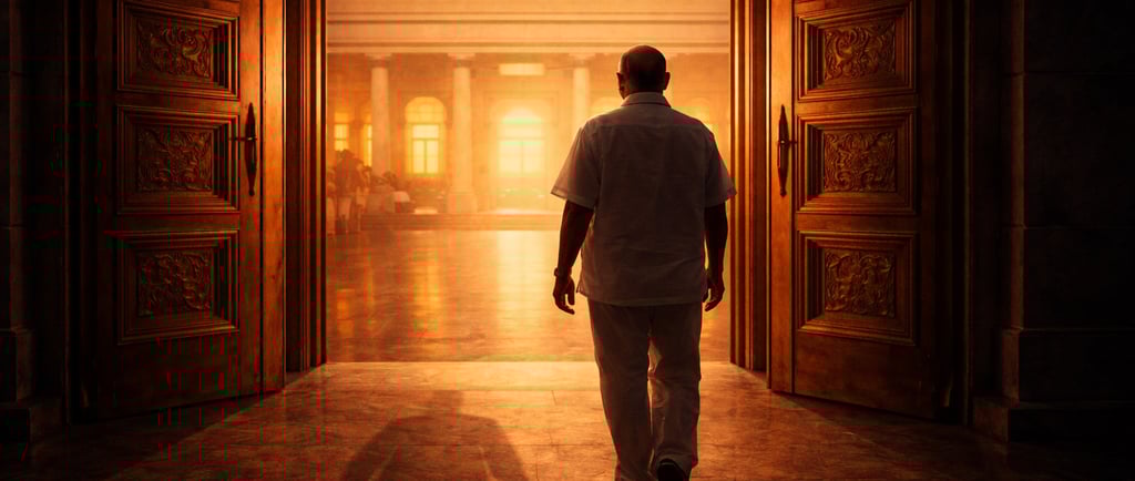 Image Represents Sharad Pawar entering a power corridor