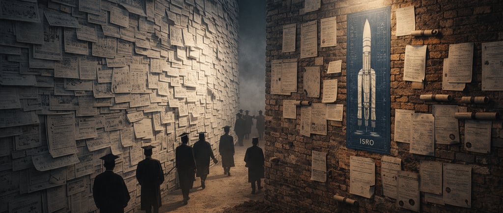 Left side shows Chinese dominance in education and right side shows India's islands of excellence