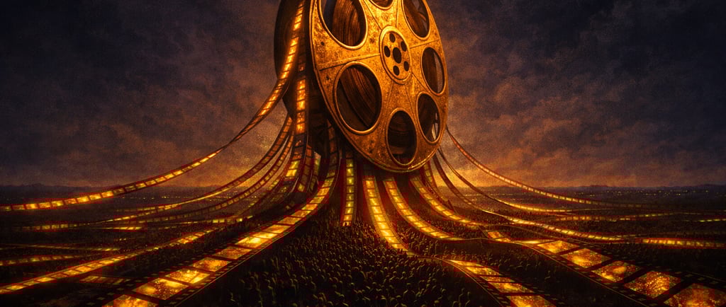 A giant reel depicting cinema's impact