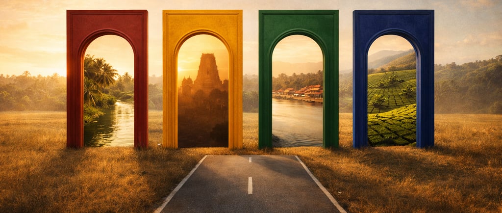 four doors depecting different states of India