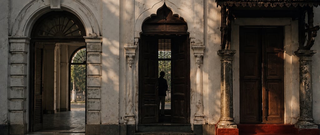 Three doors depicting three states' entry for BJP