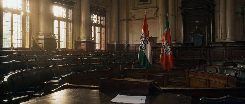 Assembly shows two party flags