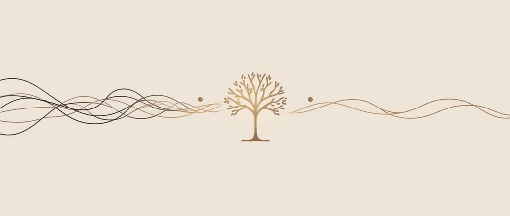 Rahulik puu illustratsioon sümboliseerib tasakaalu ja rahu ärevuse leevendamisel