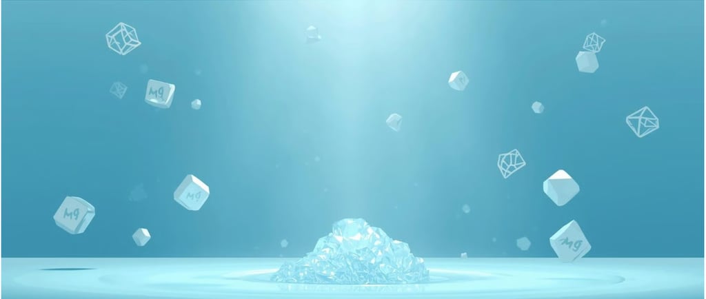 Иллюстрация с кристаллами и частицами, плавающими в пространстве вокруг центрального скопления.