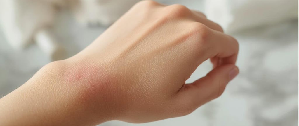 Крупный план руки с покраснением и раздражением на коже. Это может указывать на кожную реакцию,